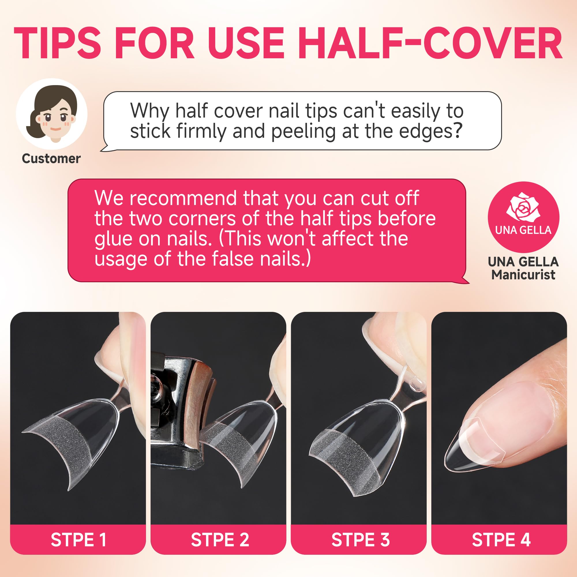 UNA GELLA DIY manicure at home with clear tips.
