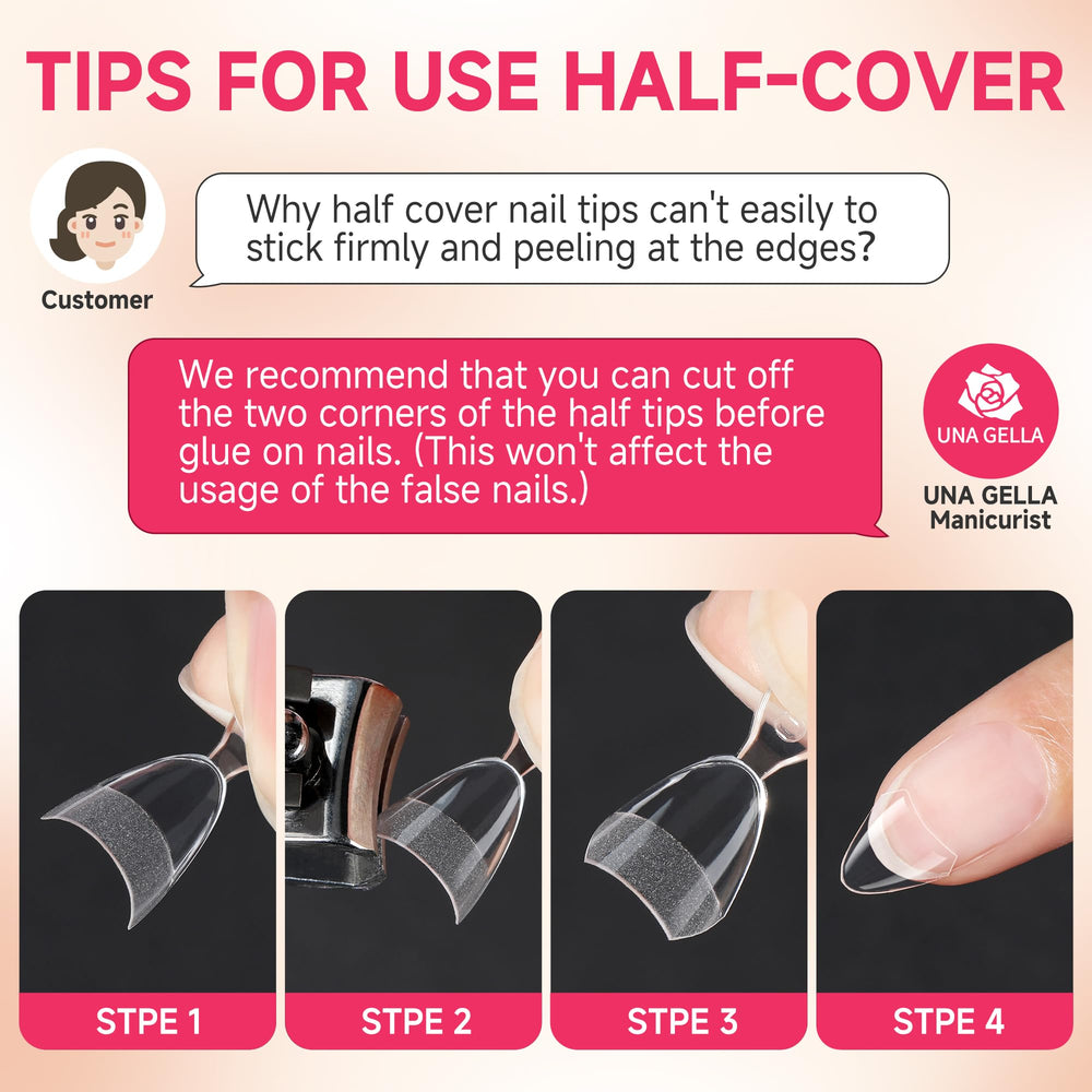 UNA GELLA DIY manicure at home with clear tips.
