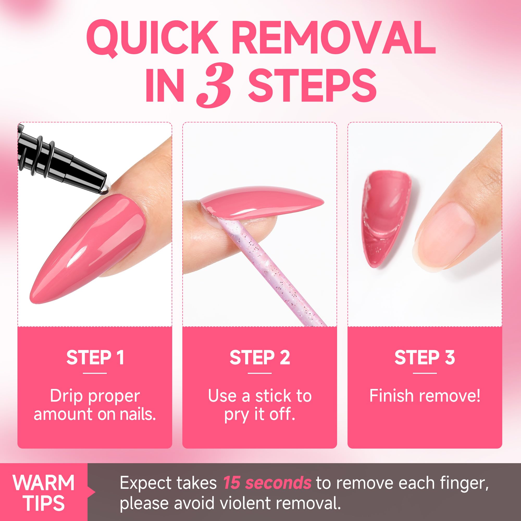 UNA GELLA safe nail tips removal supports salon-like care