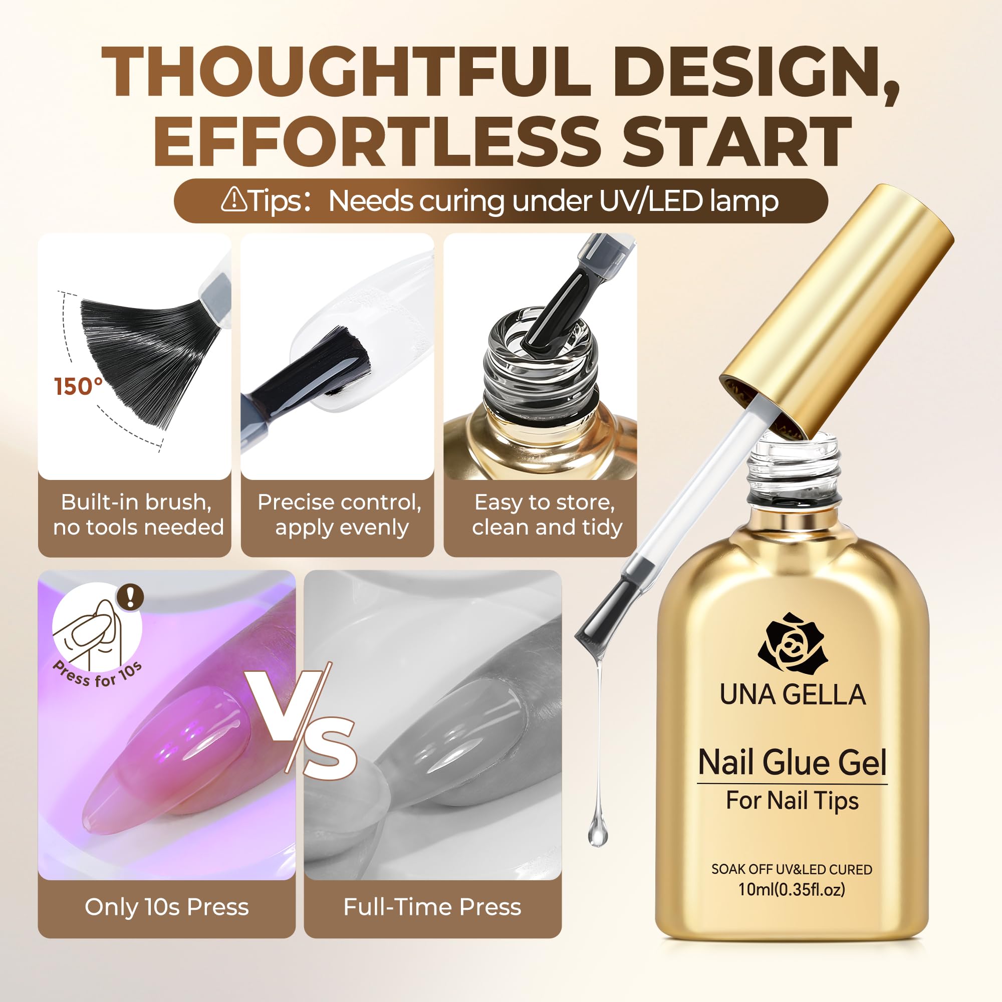 UNA GELLA easy soak-off formula for safe removal.