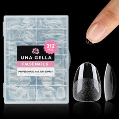 UNA GELLA extra short almond nail tips pack with clear coverage for easy extensions