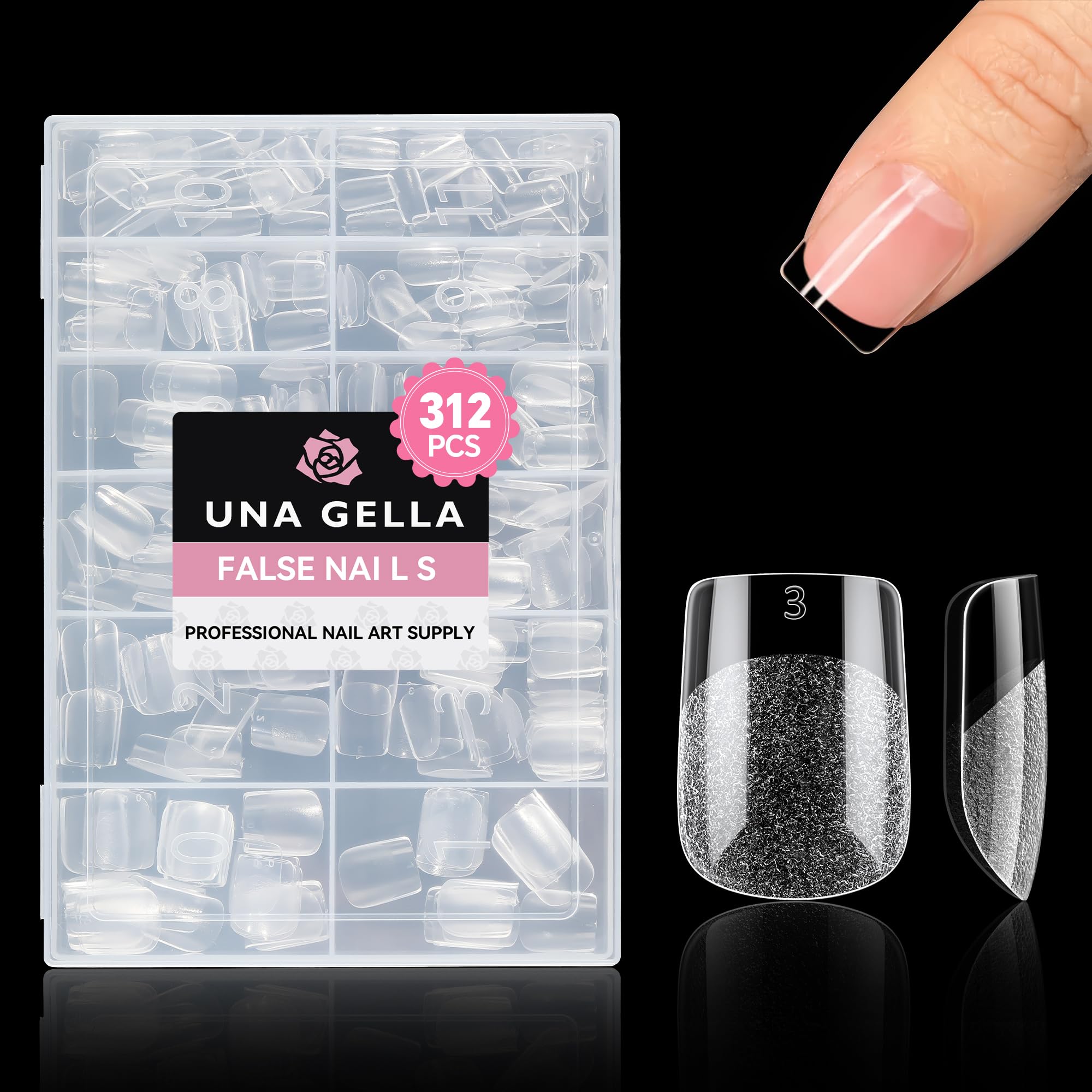UNA GELLA extra-short square tips with inner matte for strong adhesion