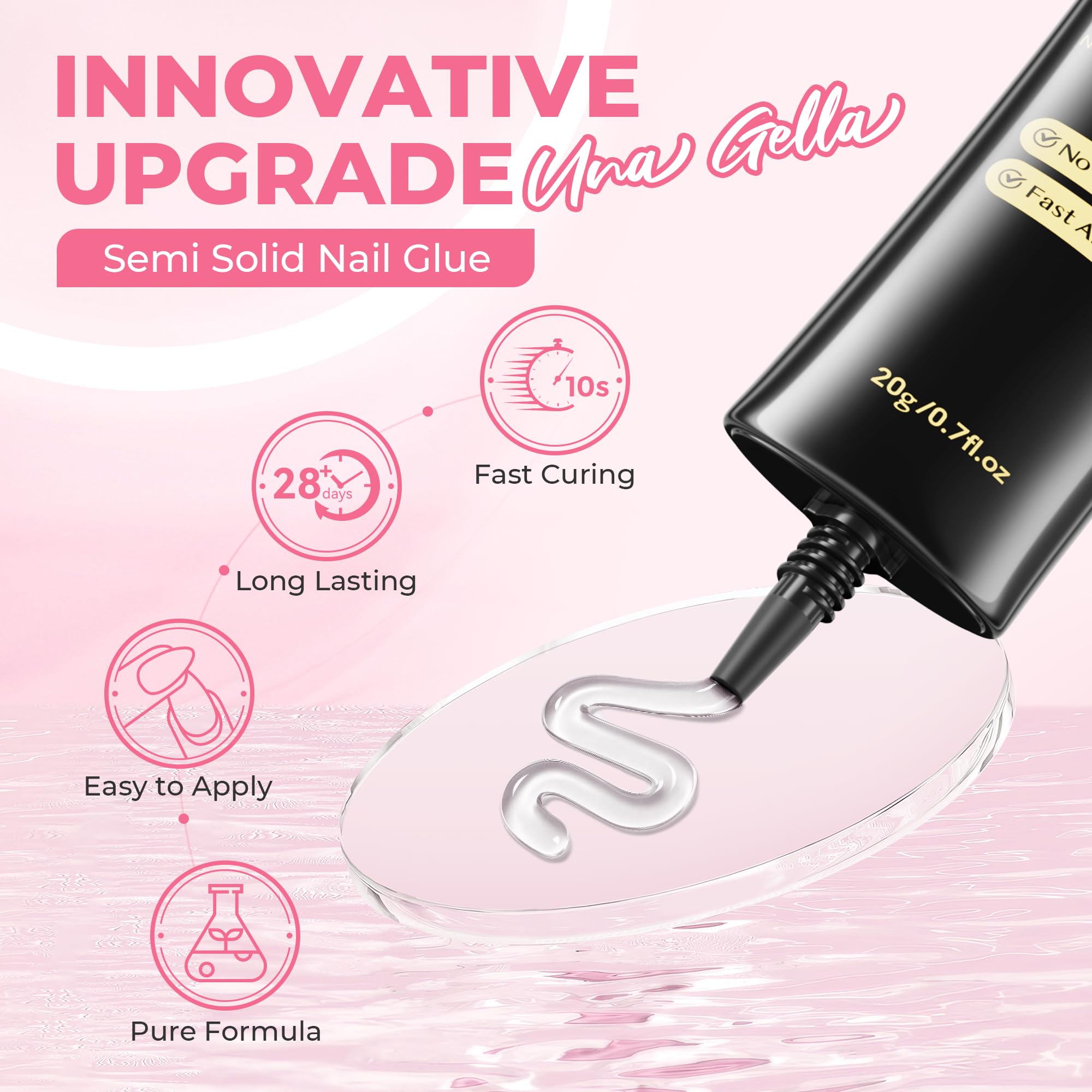 UNA GELLA lamp-free formula dries quickly for quick manicures