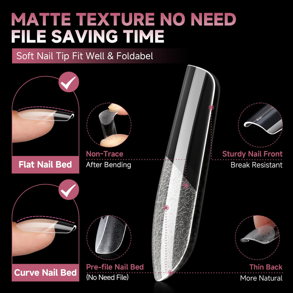 UNA GELLA flat No-Curve tips fit curved or flat nails comfortably