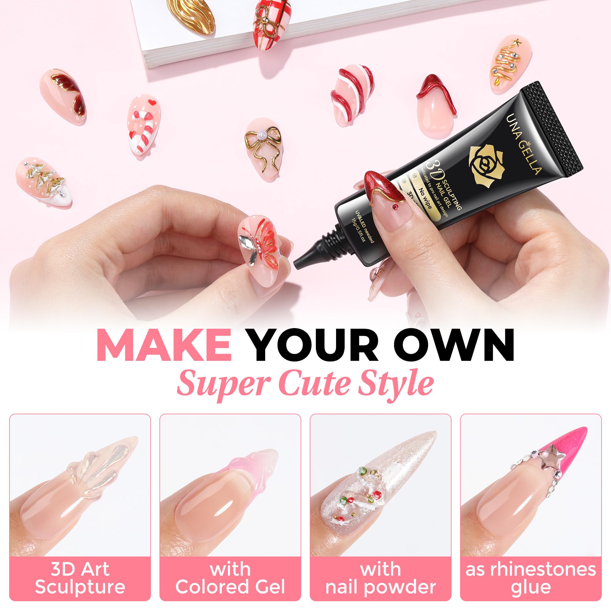 UNA GELLA gel para uñas, aplicación directa y precisa sin herramientas.
