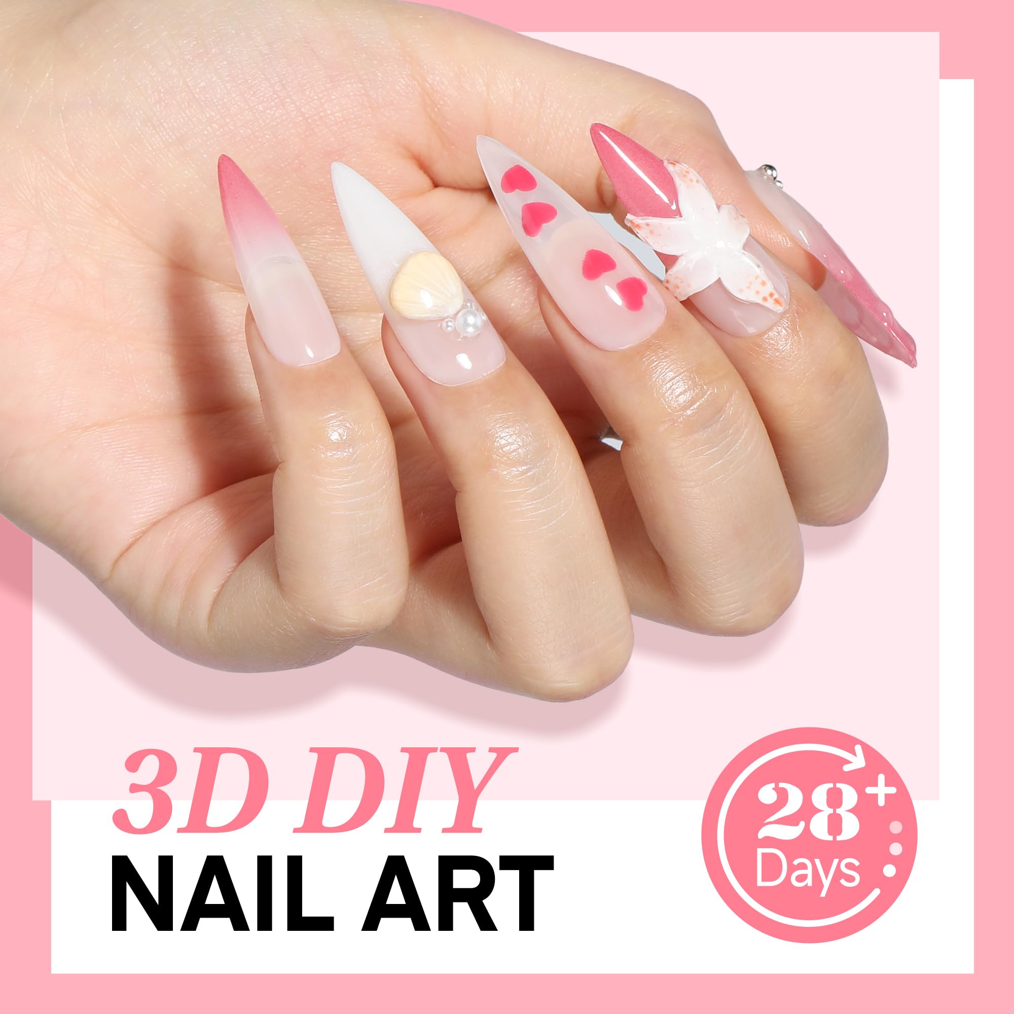 UNA GELLA gel nail-art, resultados 3D con líneas simples y elegantes.