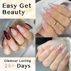 UNA GELLA half-cover almond tips provide comfortable adhesion for natural-looking nails.