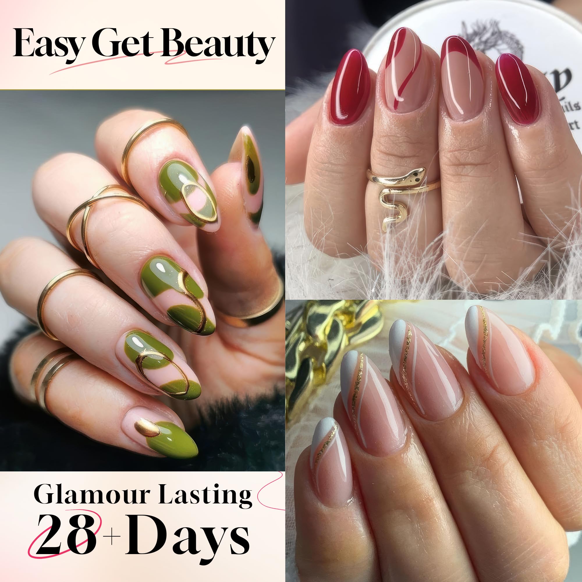 UNA GELLA half-cover almond tips improve fit with less filing