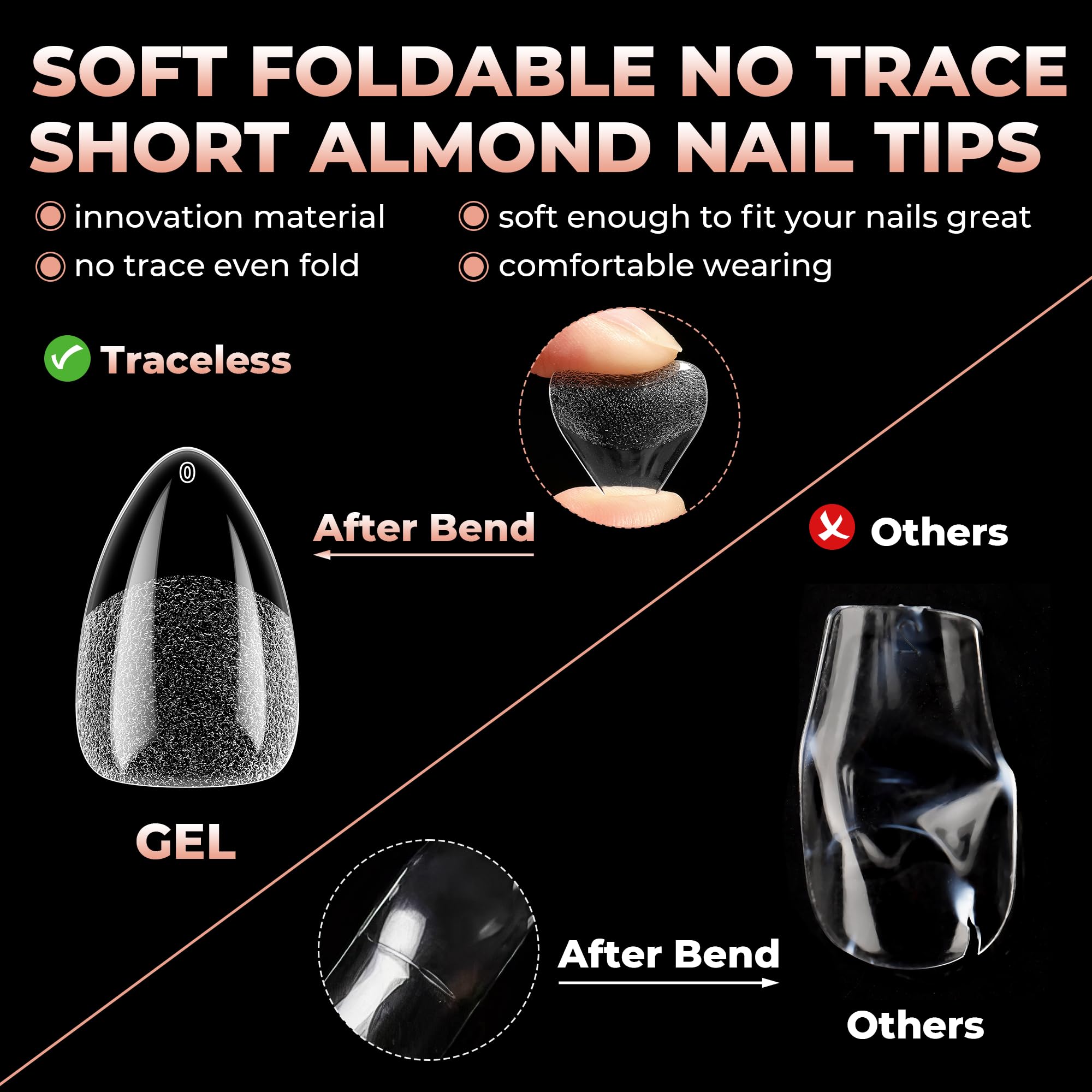 UNA GELLA long-lasting nail tips last up to 28+ days with various nail art.