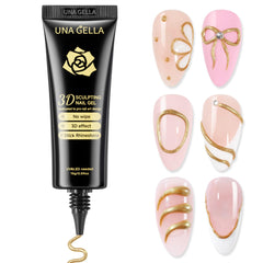 UNA GELLA metallic 3D gel bronze gold design on nails for glamorous accents