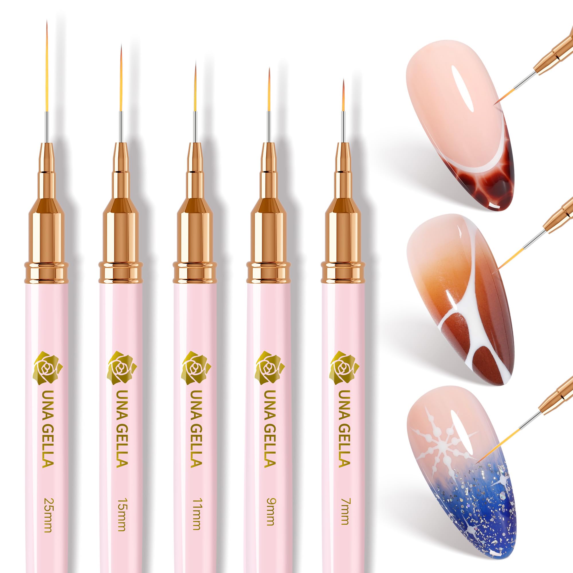UNA GELLA nail art brush 7mm tip for precise gel detailing.