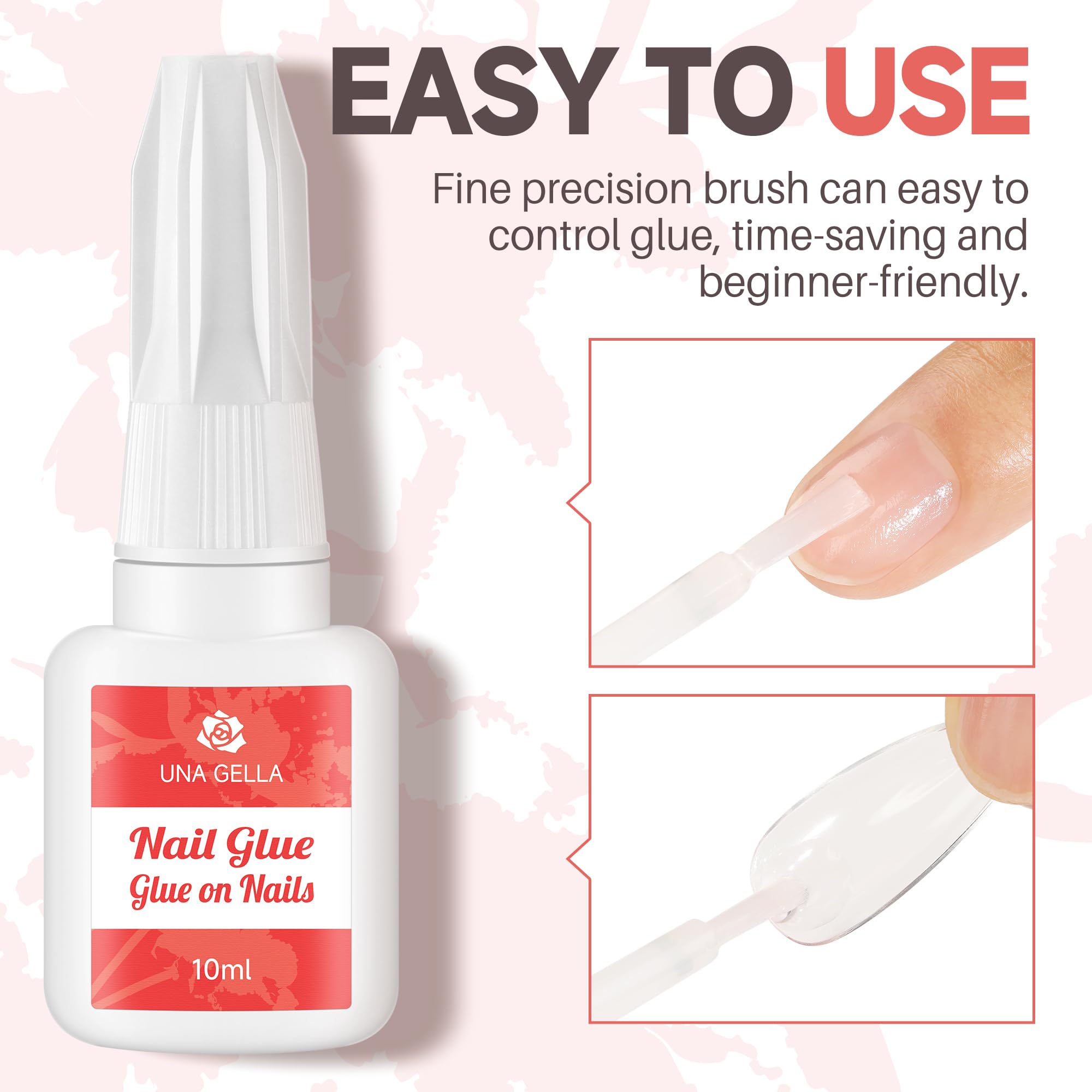 UNA GELLA 99% purity reduces bubbles for smooth nail tips.