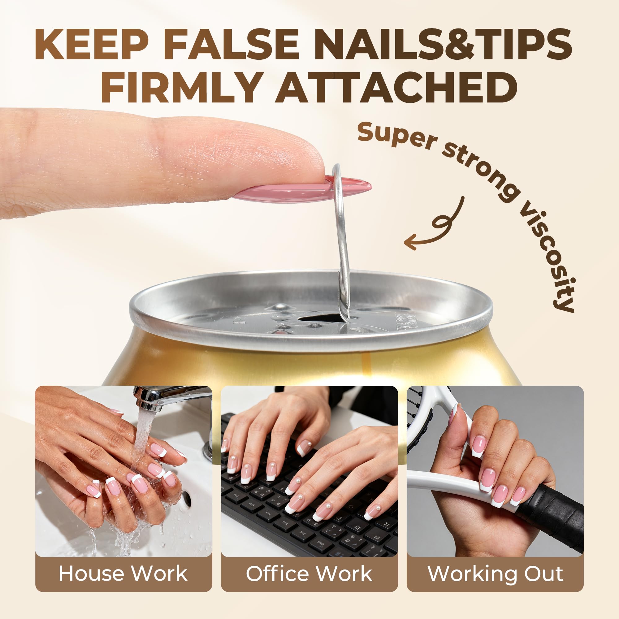 UNA GELLA nail glue application in progress for precise, mess-free DIY nails.