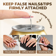 UNA GELLA nail glue application in progress for precise, mess-free DIY nails.