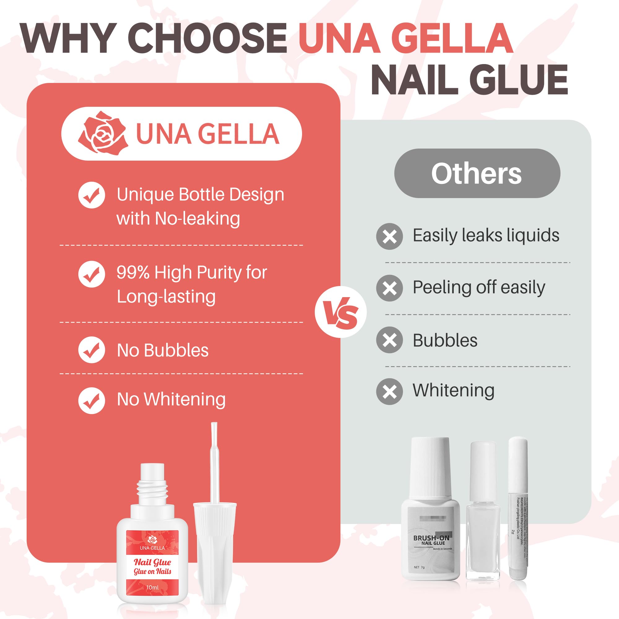 UNA GELLA nail glue demonstrates secure adhesion for nail tip applications.