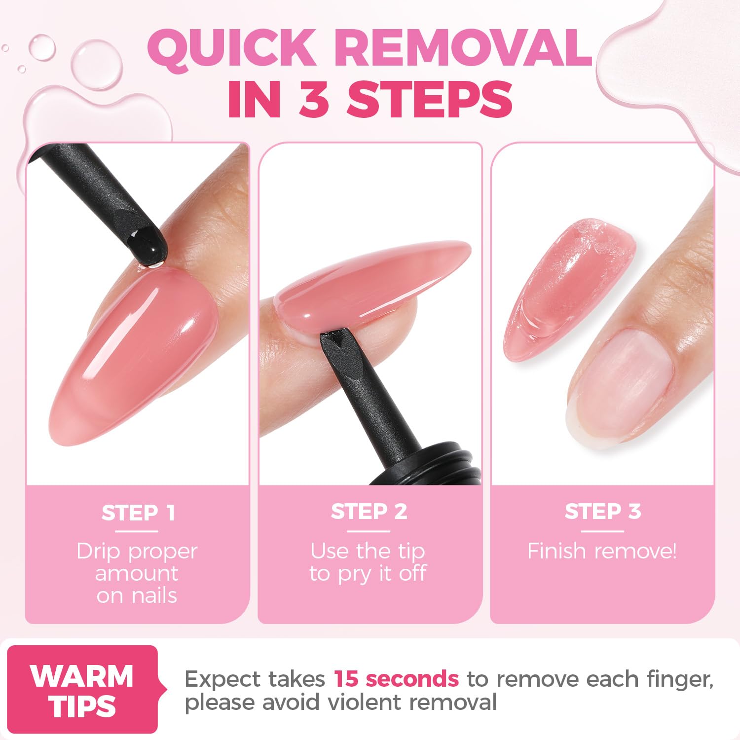 UNA GELLA remover saves time compared to filing or soaking.