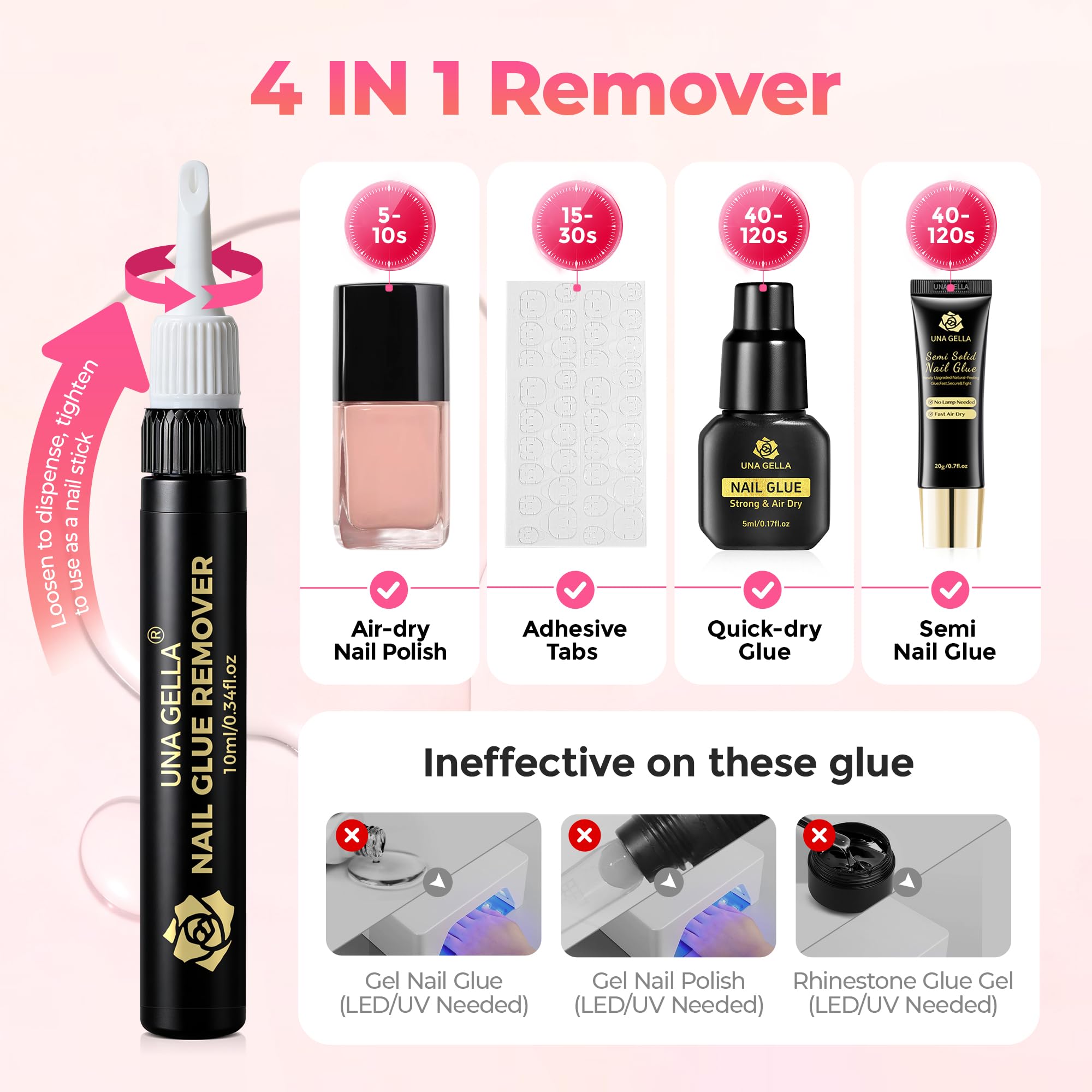 UNA GELLA Nail Glue Remover two-pack offers extended value for ongoing use.