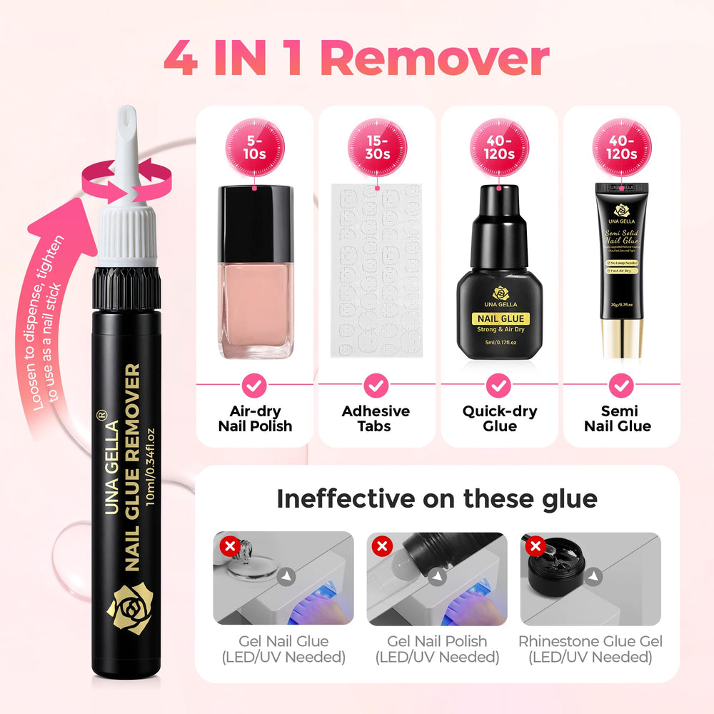 UNA GELLA Nail Glue Remover two-pack offers extended value for ongoing use.
