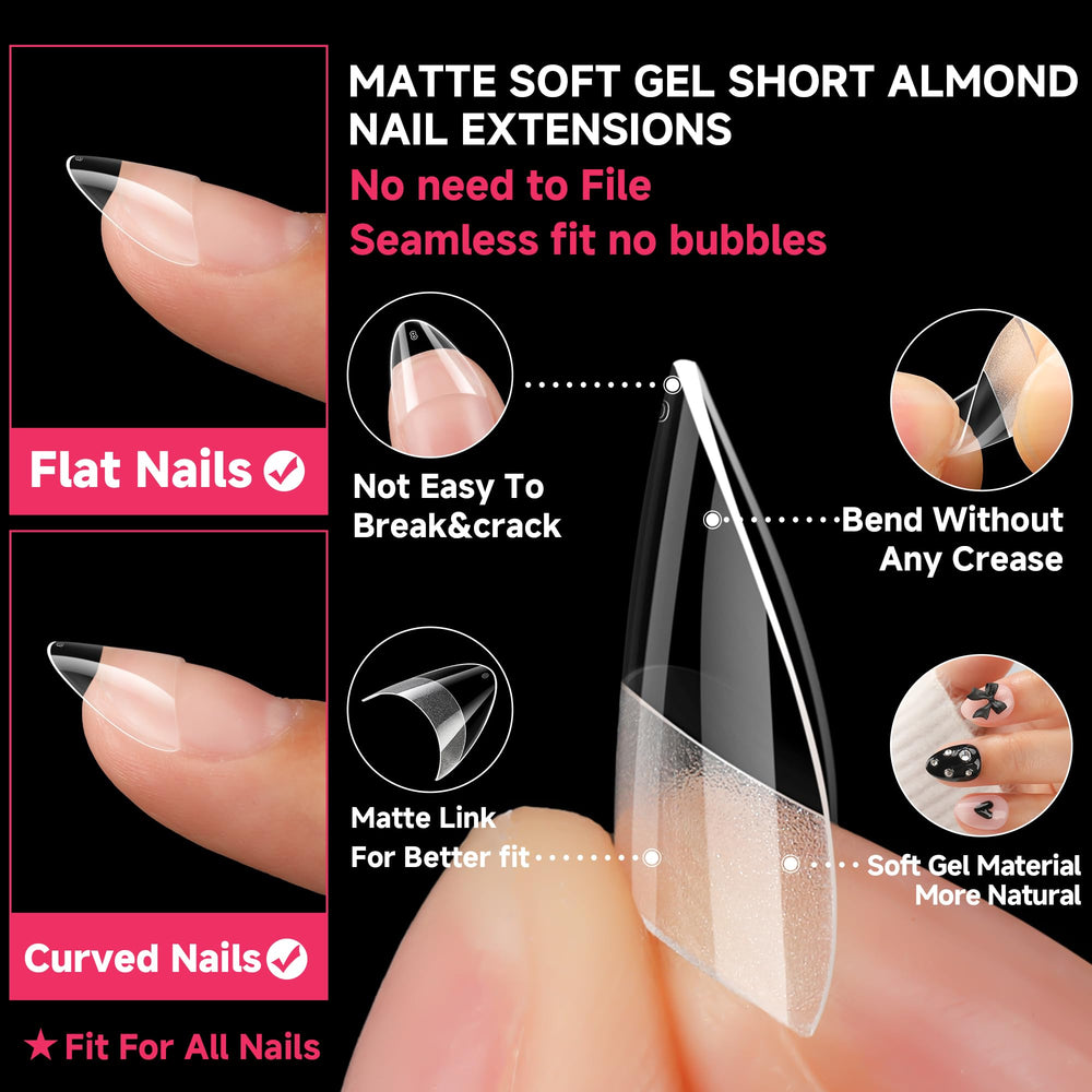 UNA GELLA nail tips closeup clear texture highlighting smooth surface.