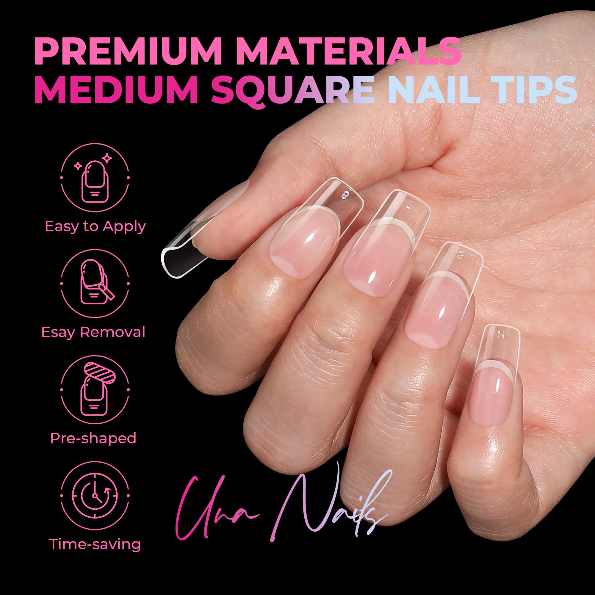UNA GELLA Nail Tips material gel suave, ligero y resistente