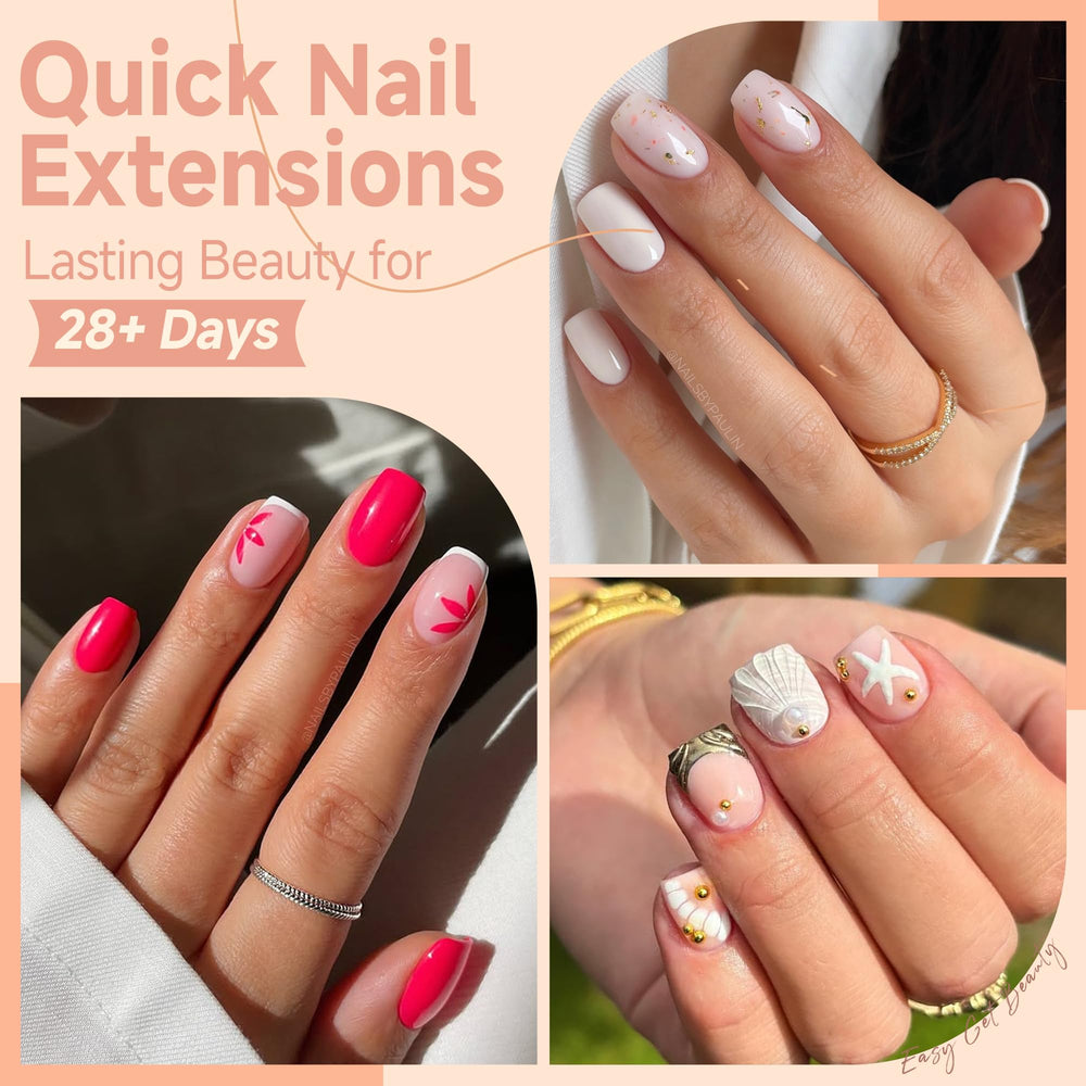 UNA GELLA clear full cover tips blend with natural nails for polished look