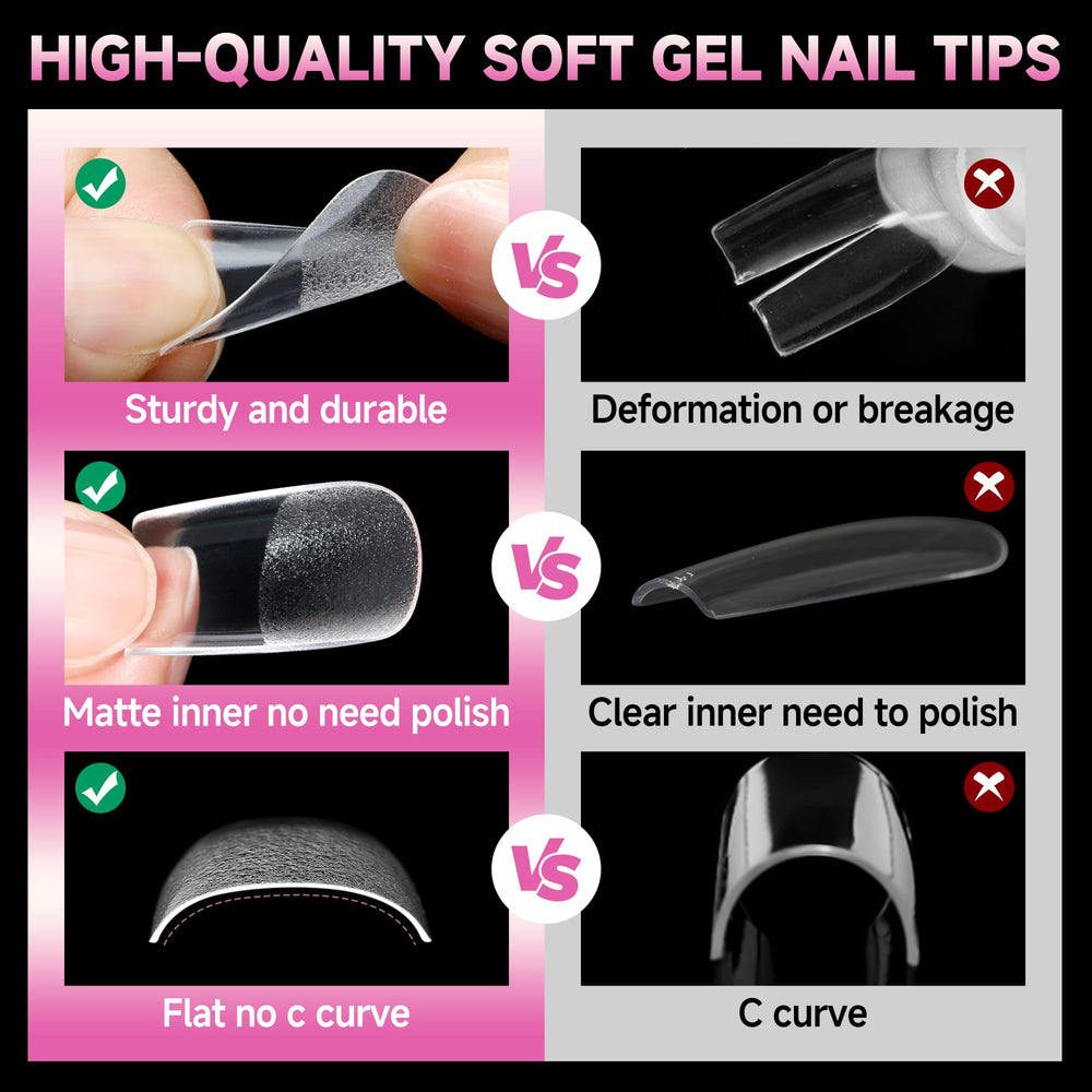 UNA GELLA square tips in use during home manicure for press-on longevity.