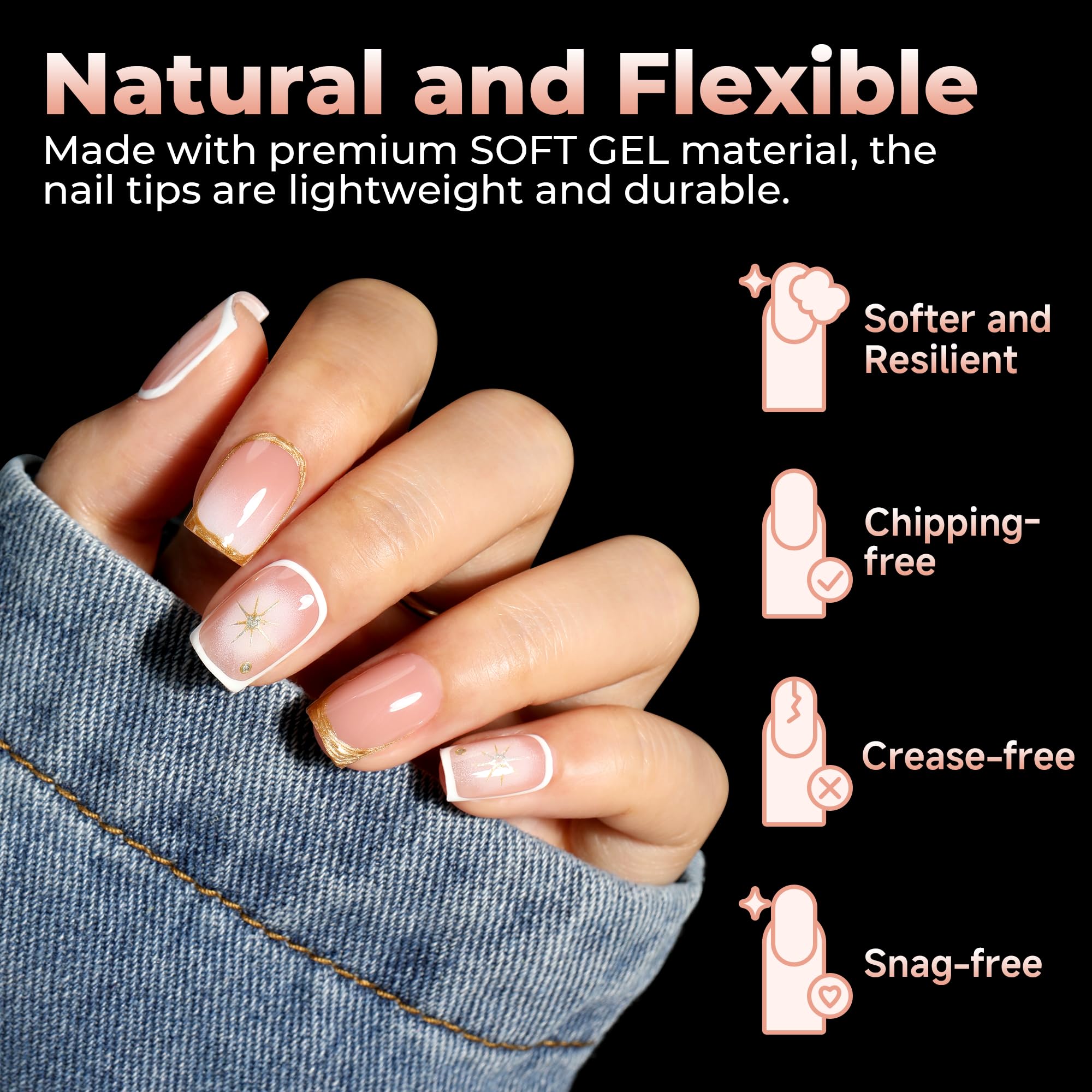UNA GELLA soft gelly tips flexible breathable and easy to soak off
