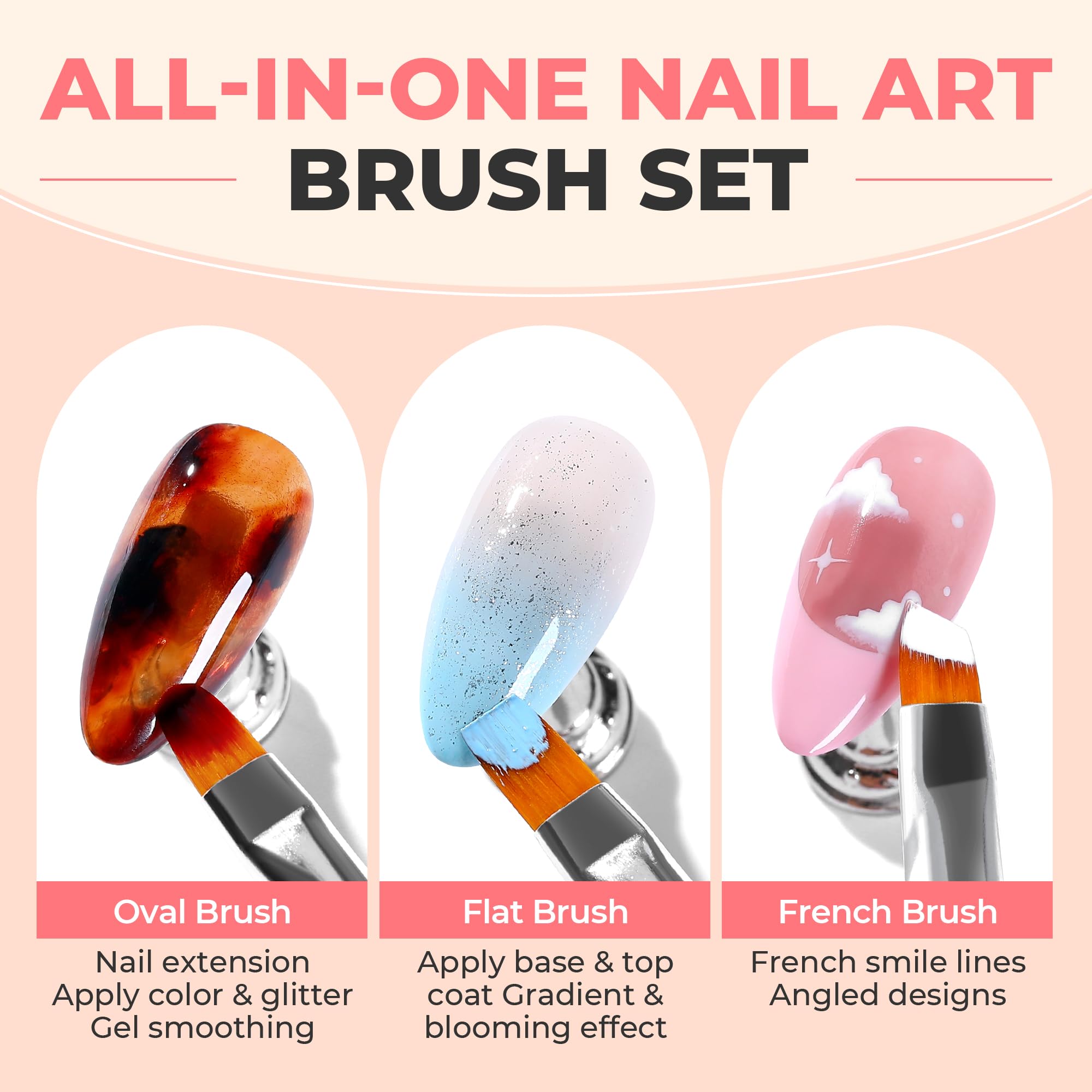 UNA GELLA Oval brush in pink helps blend and create seamless gradients.