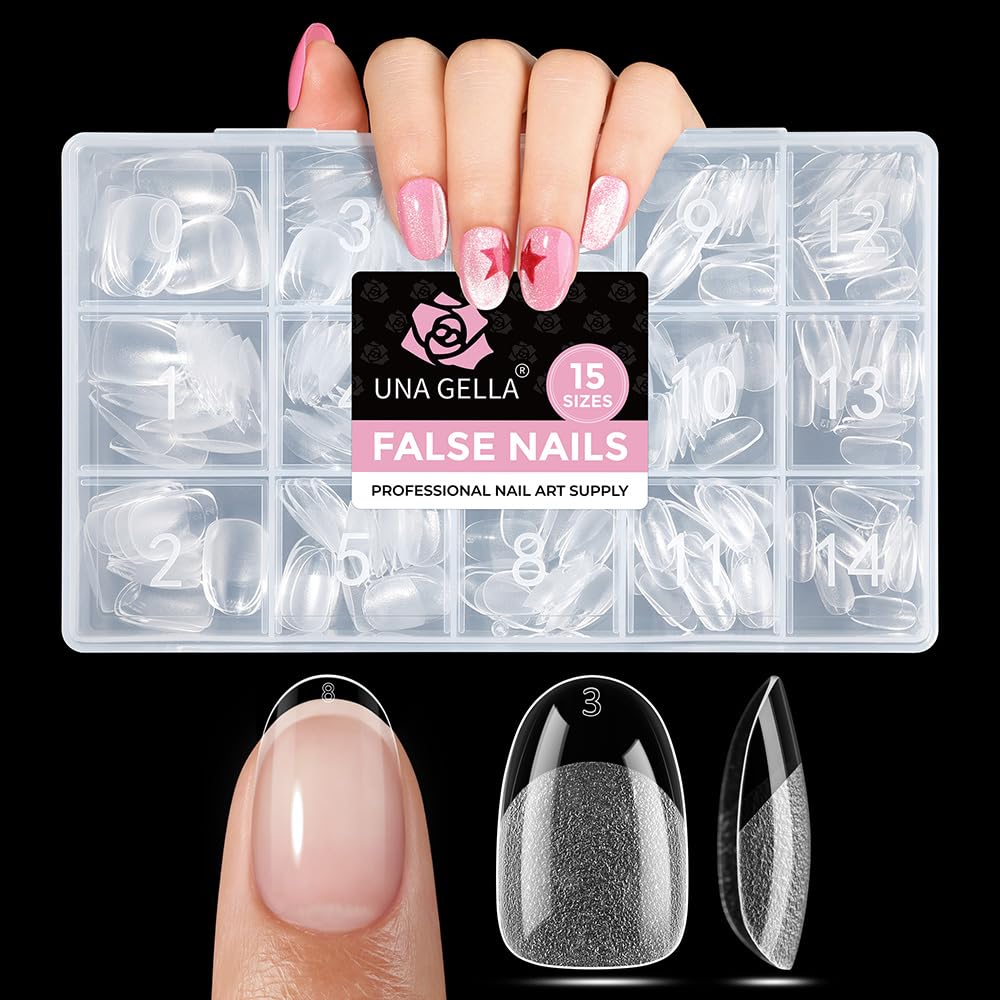 UNA GELLA Oval Nail Tips front view shows crisp shape for color application