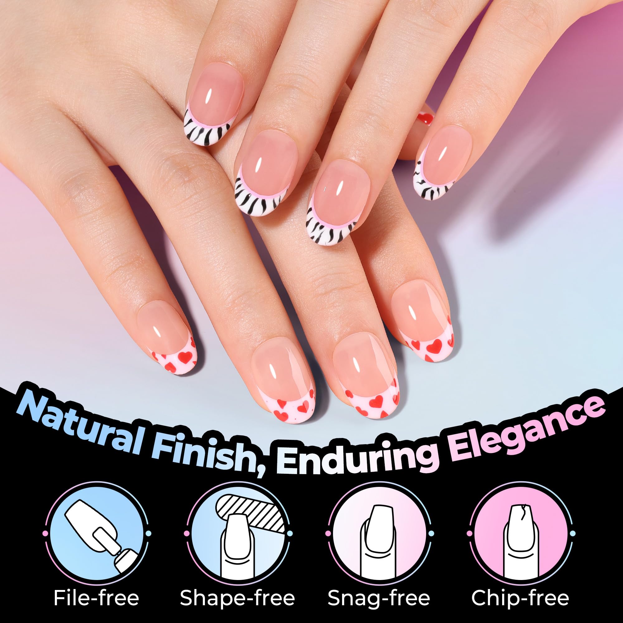 UNA GELLA Oval Nail Tips side view highlights slim profile for comfortable wear