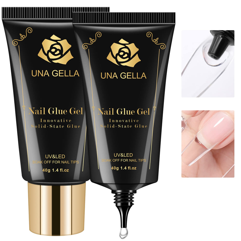 UNA GELLA pegamento de uñas 80 g, adhesión rápida y clara para uñas acrílicas.