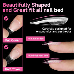 UNA GELLA pre-etched almond tips with natural-fit back edge.