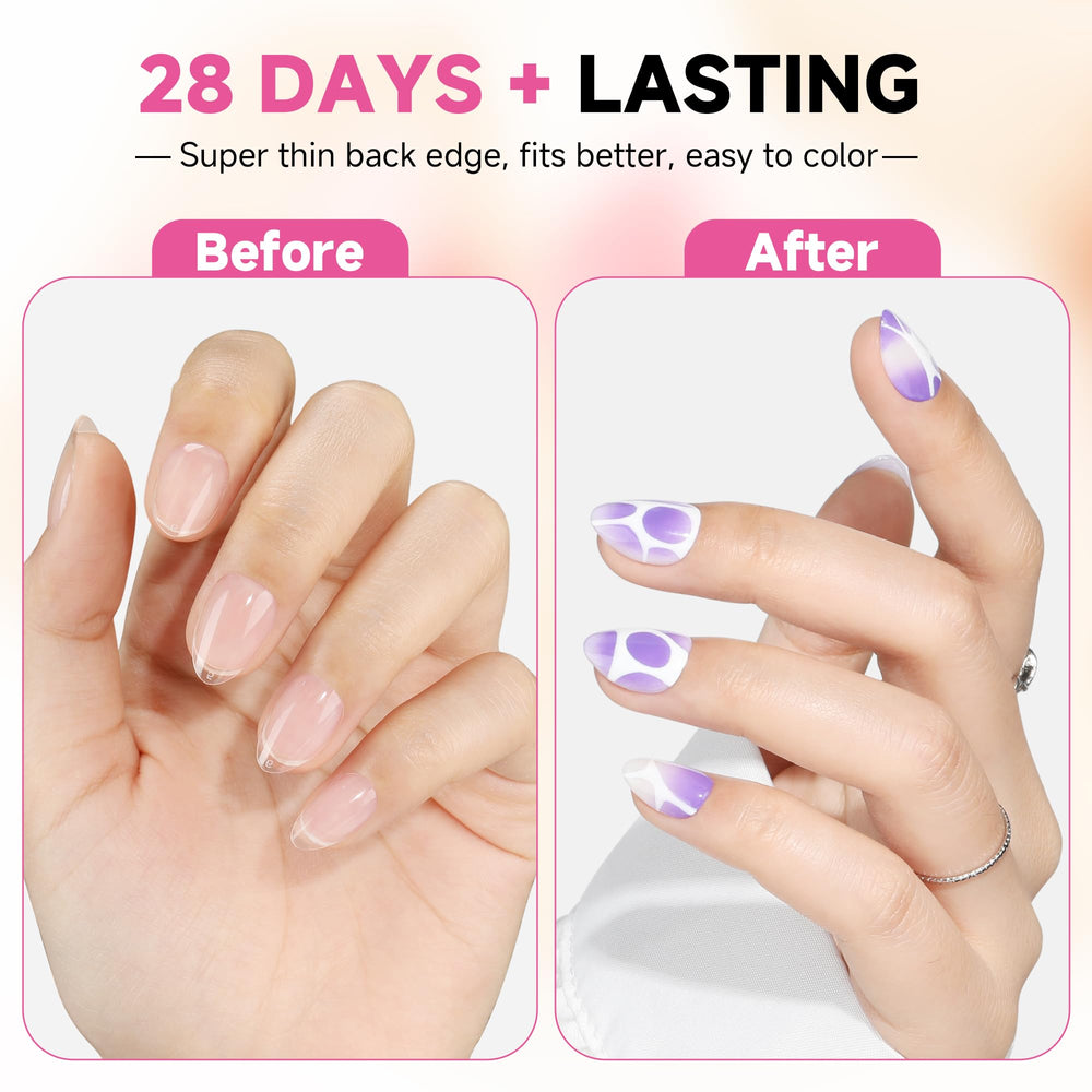 UNA GELLA pre-etched tips with thin back edge for natural fit