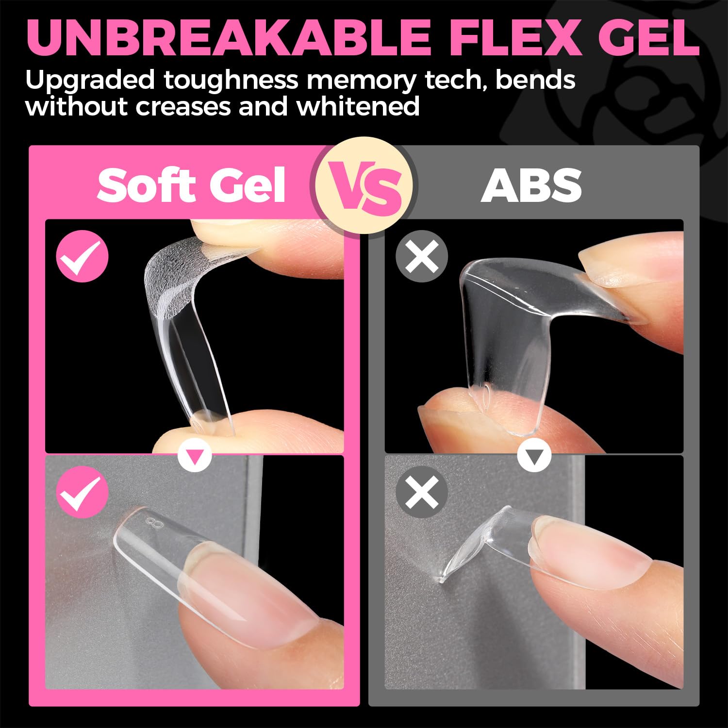 Puntas de uñas UNA GELLA forma ataúd larga, borde suave para comodidad.