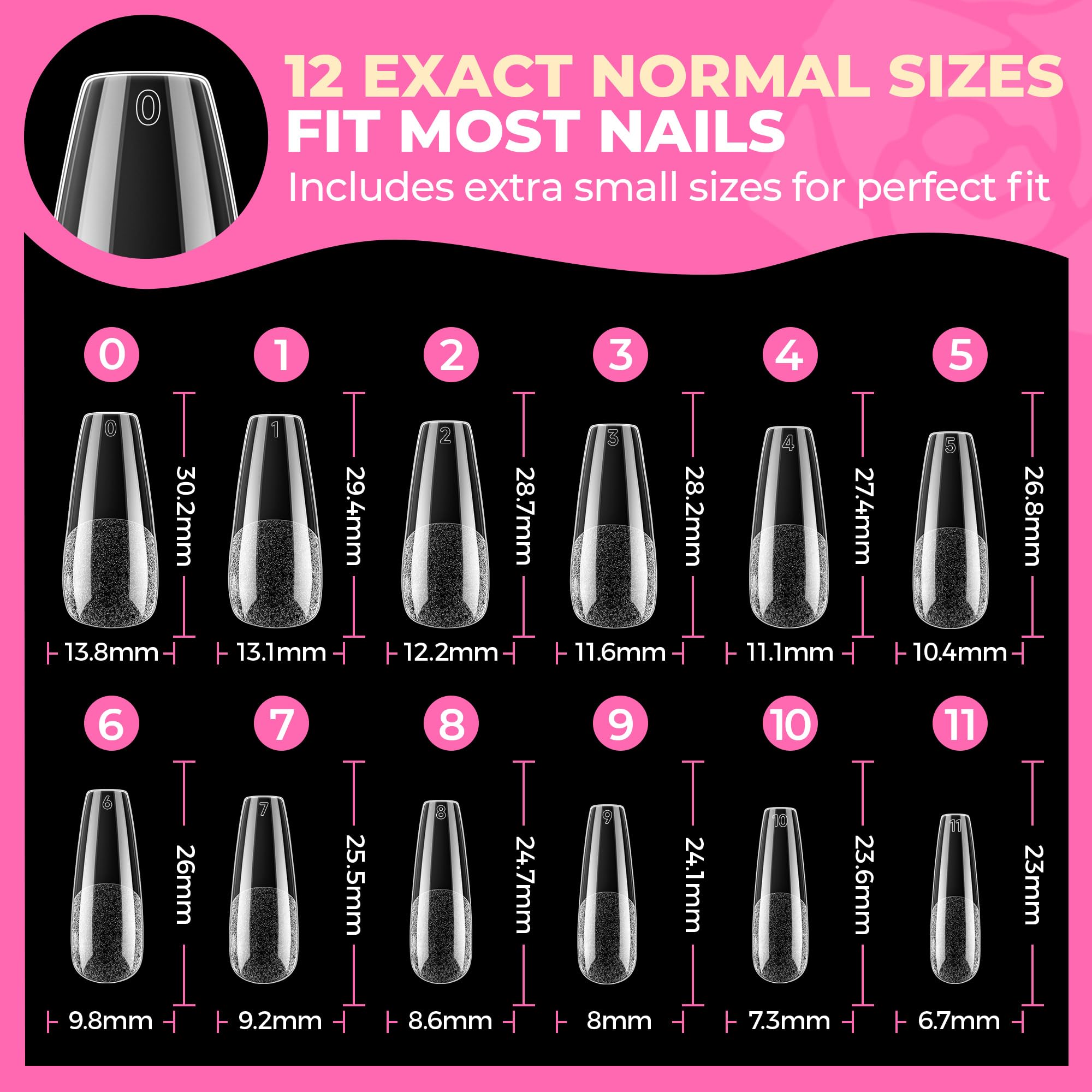 Puntas de uñas UNA GELLA forma ataúd larga, ideales para bricolaje en casa.