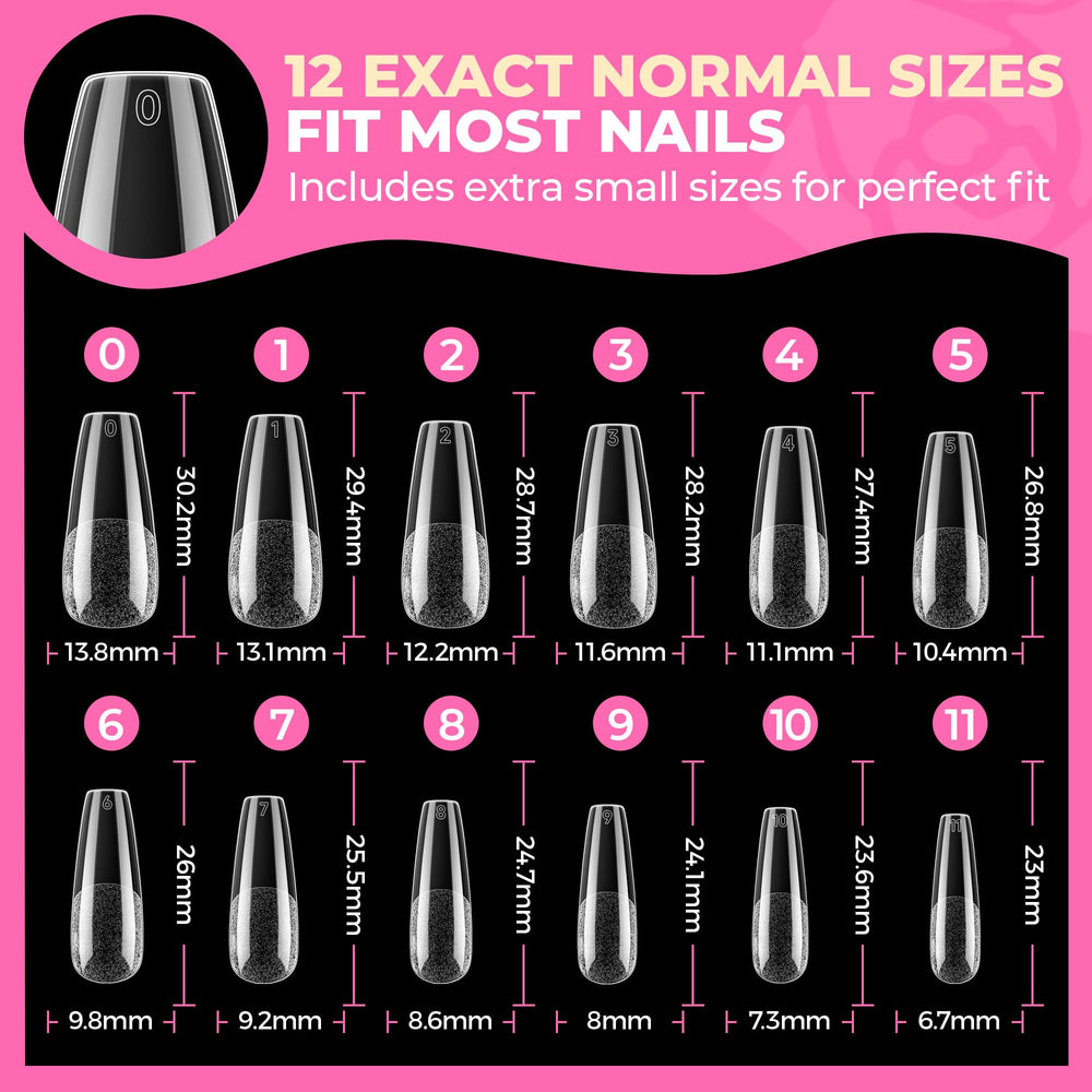 Puntas de uñas UNA GELLA forma ataúd larga, ideales para bricolaje en casa.