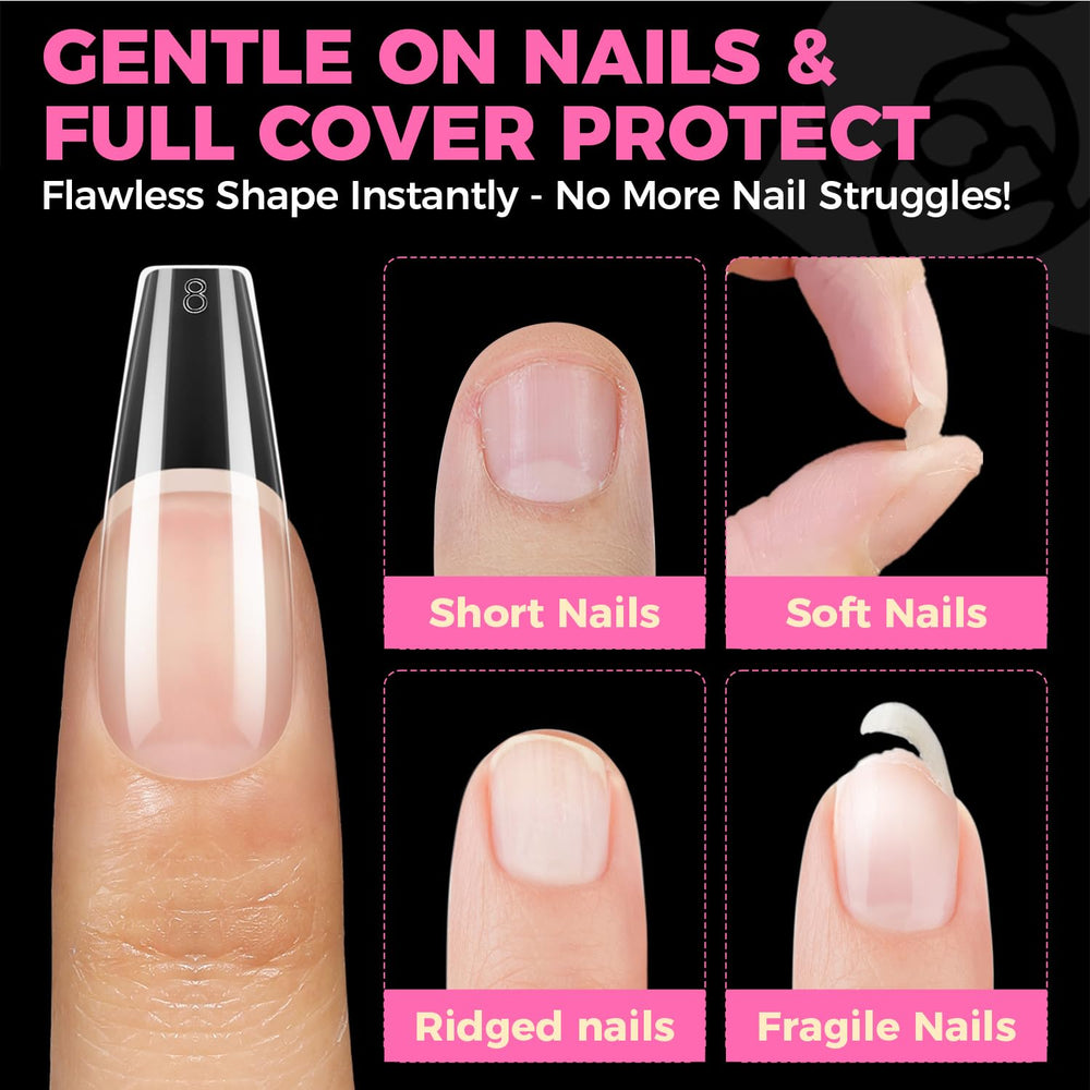 Puntas de uñas UNA GELLA forma ataúd larga, sin olor al usar.