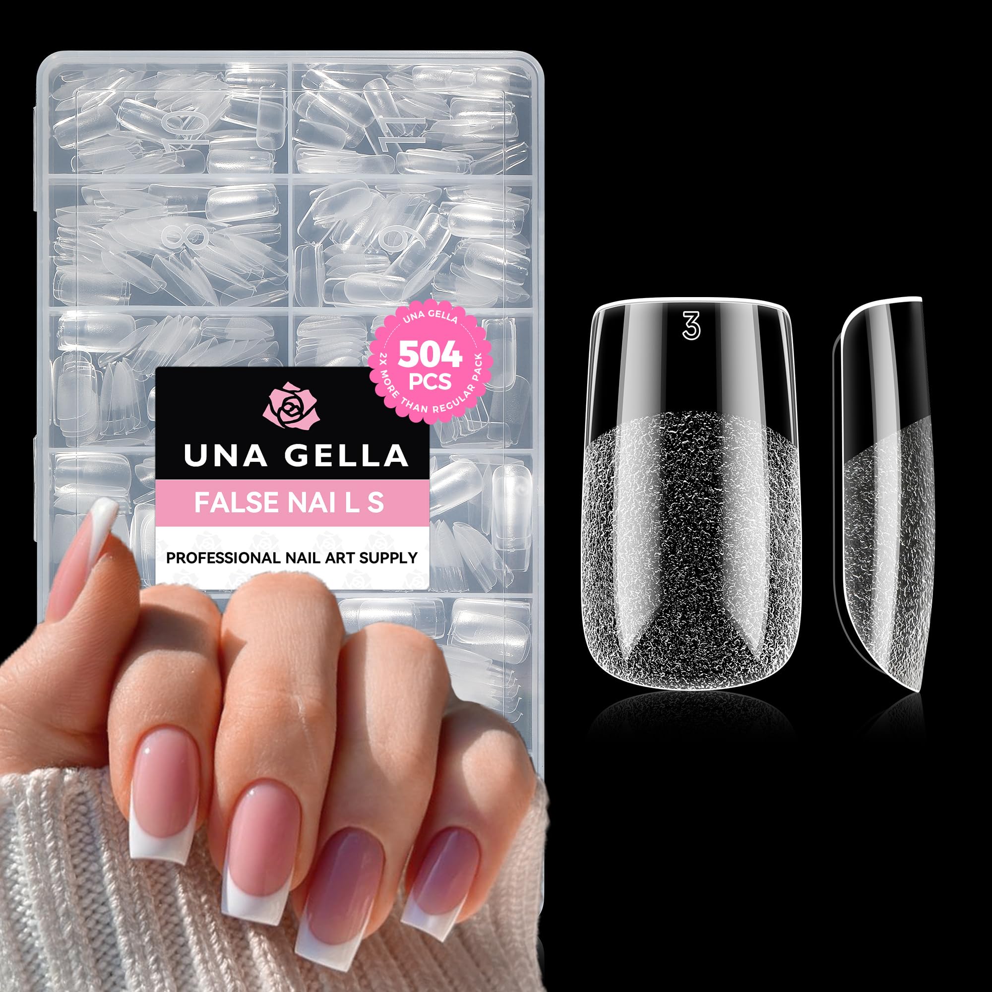 UNA GELLA puntas cuadradas claras para una extensión limpia y natural
