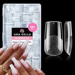 UNA GELLA puntas cuadradas transparentes para extensión de uñas, aspecto natural