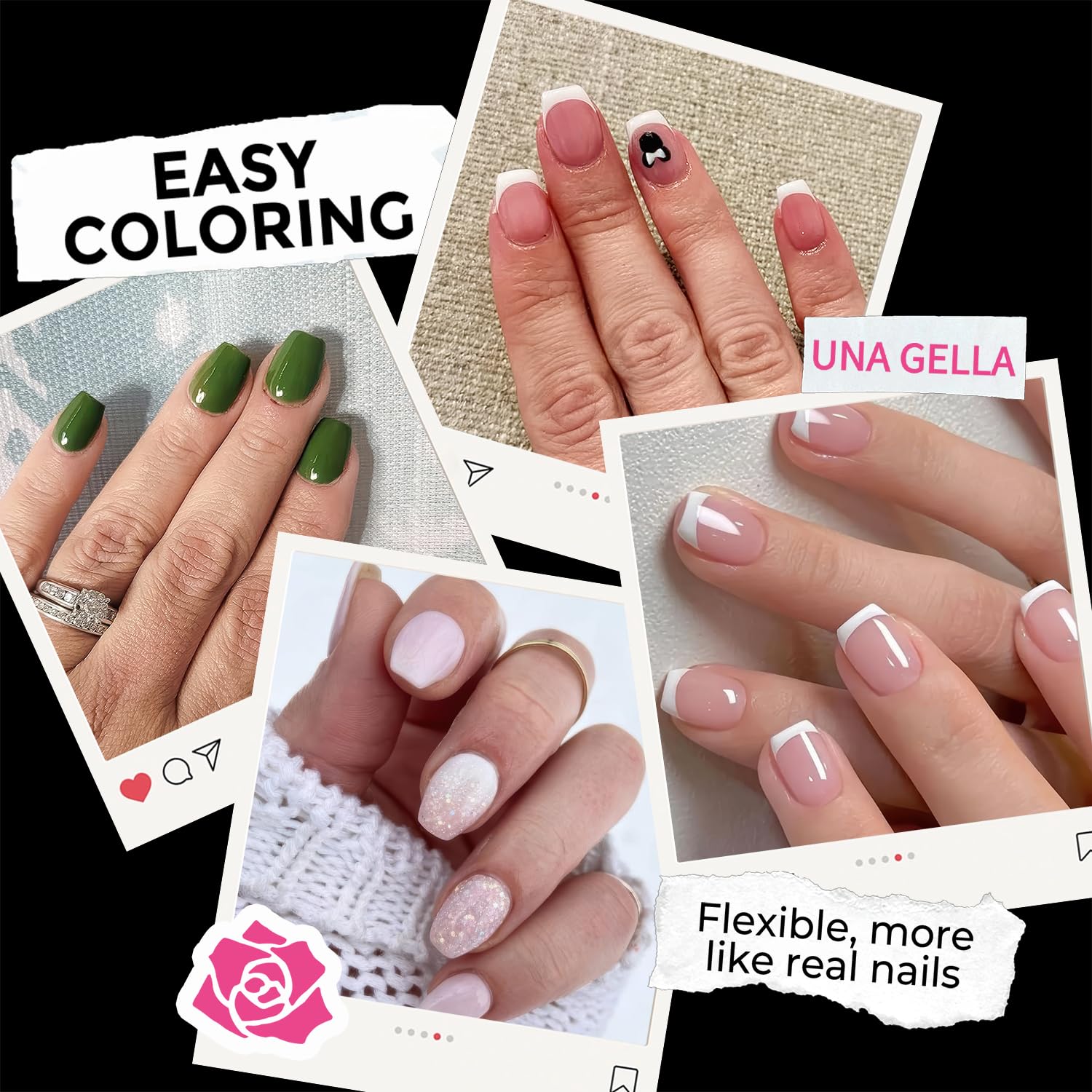 Puntas transparentes en forma ataúd, acabado claro para look natural de UNA GELLA