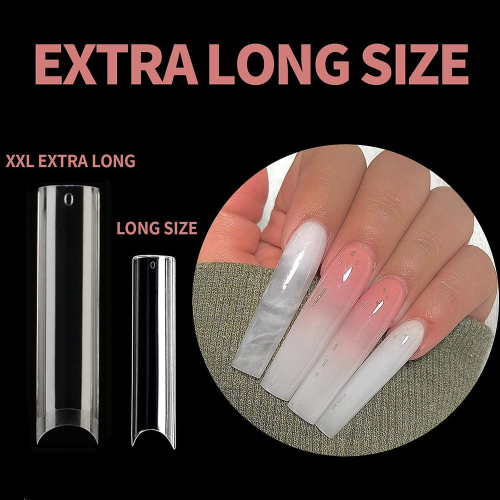 UNA GELLA puntas uñas cuadradas rectas XXL, acabado claro para una apariencia natural.