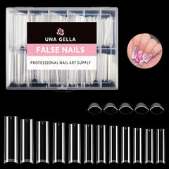 UNA GELLA puntas uñas cuadradas XXL, en caja, ideal para uso en casa.