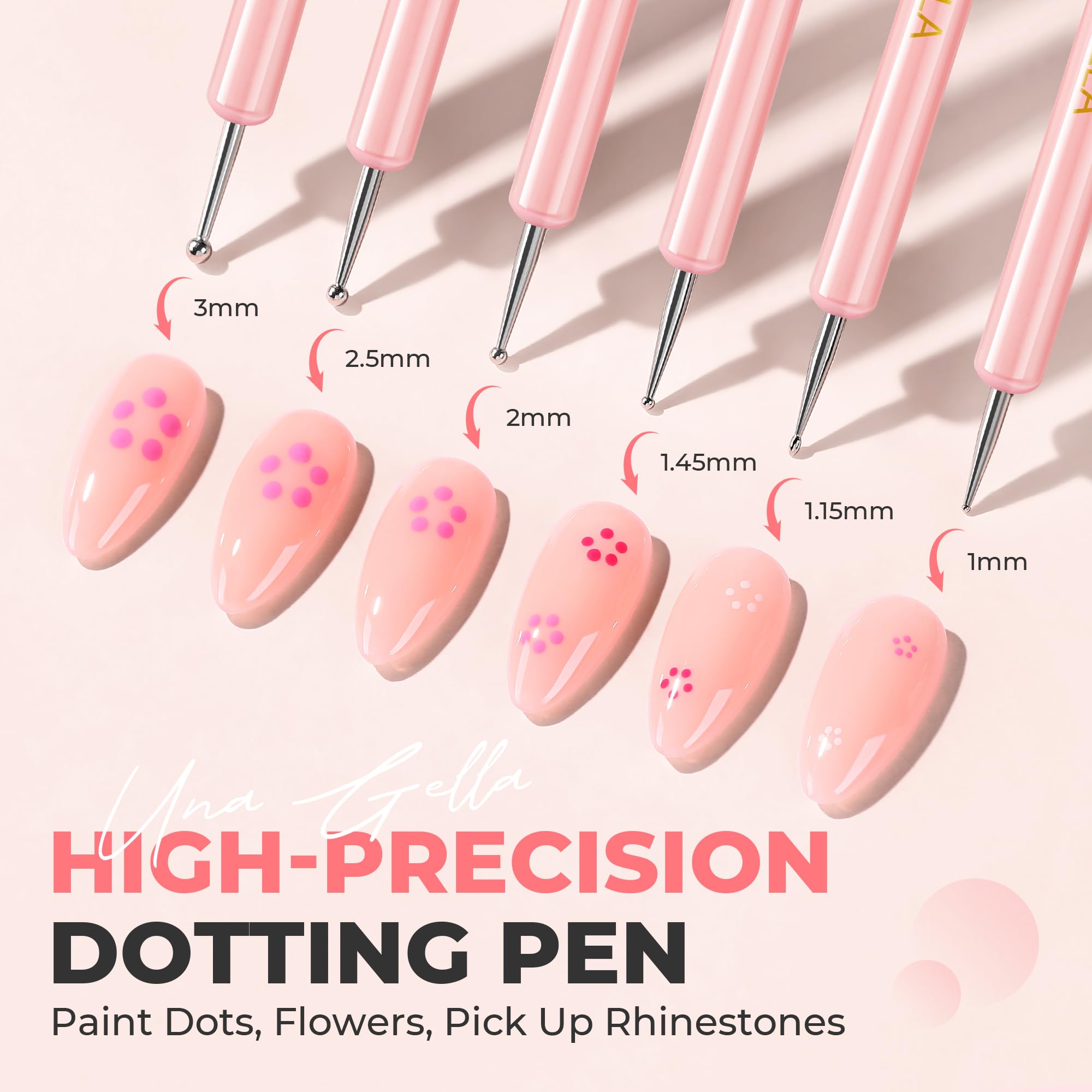 UNA GELLA Sculpting brush in pink ideal for shaping 3D nail accents.