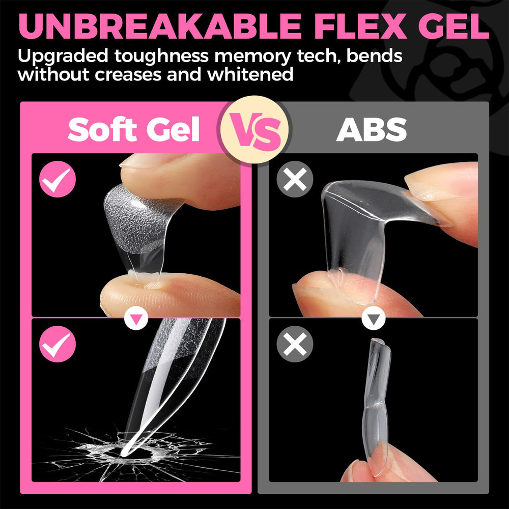 UNA GELLA Short Almond Nail Tips: aplicación fácil y adherencia estable.