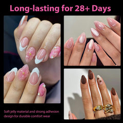 UNA GELLA Short Almond Nail Tips: claridad brillante para uñas limpias y pulidas.