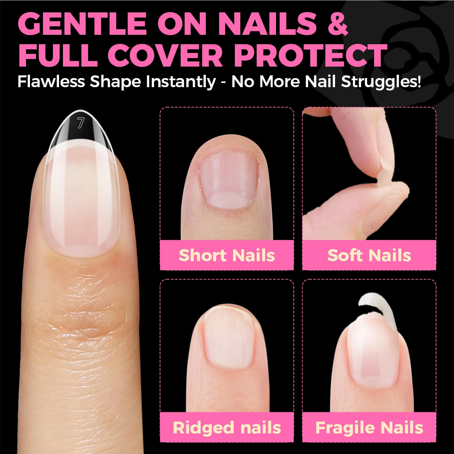 UNA GELLA Short Almond Nail Tips: fórmula sin olor para manicura cómoda.