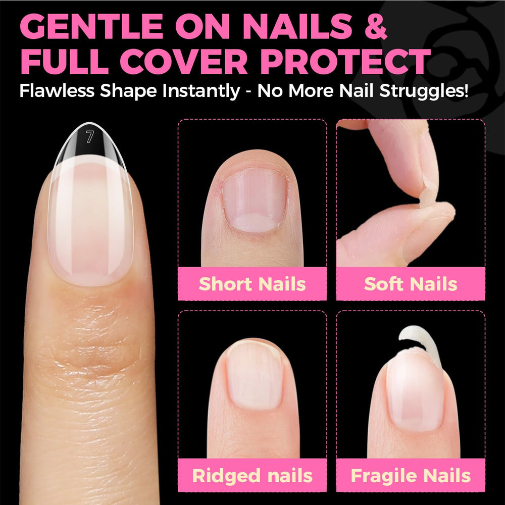 UNA GELLA Short Almond Nail Tips: fórmula sin olor para manicura cómoda.