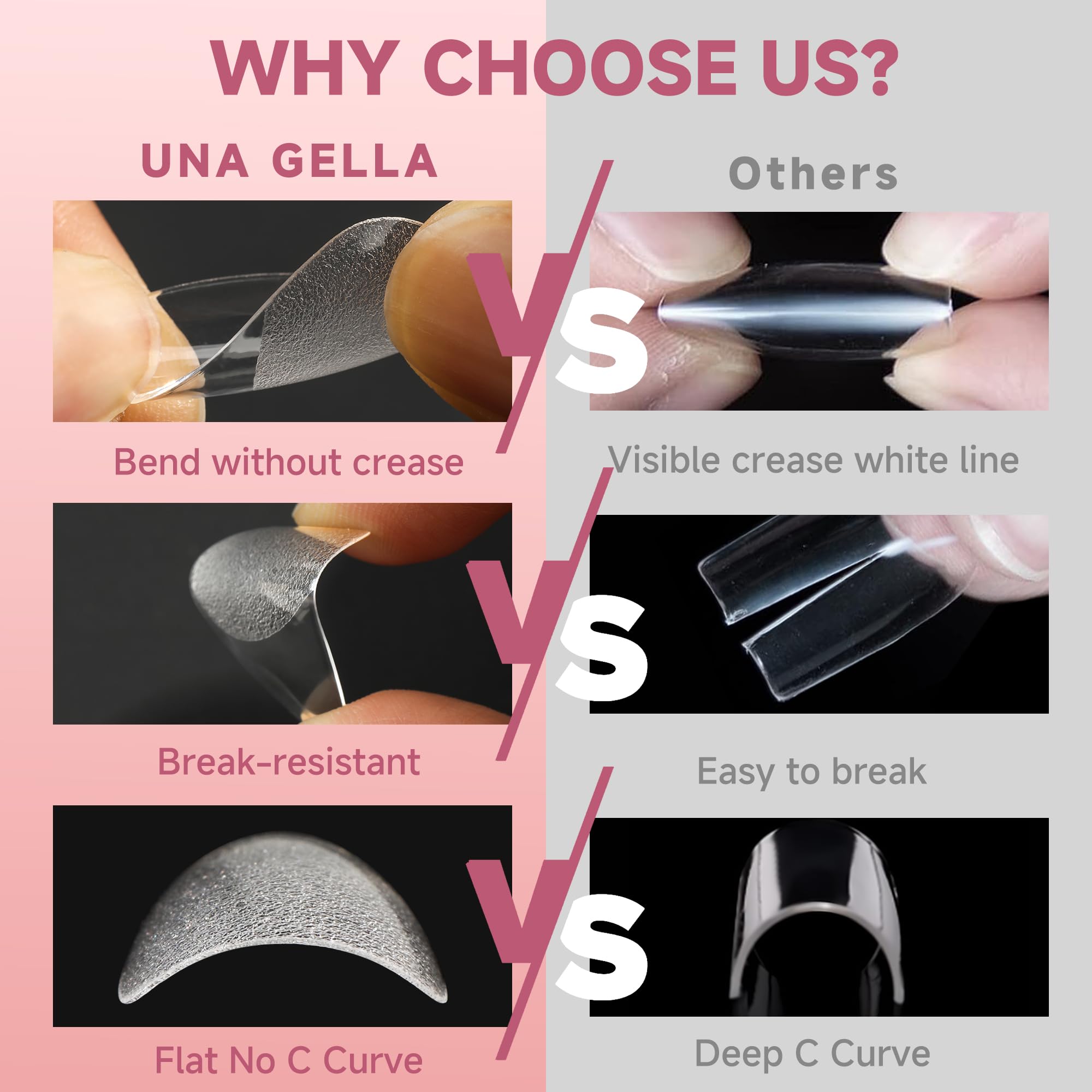 UNA GELLA soft gel material stays flexible and returns to shape after bending.