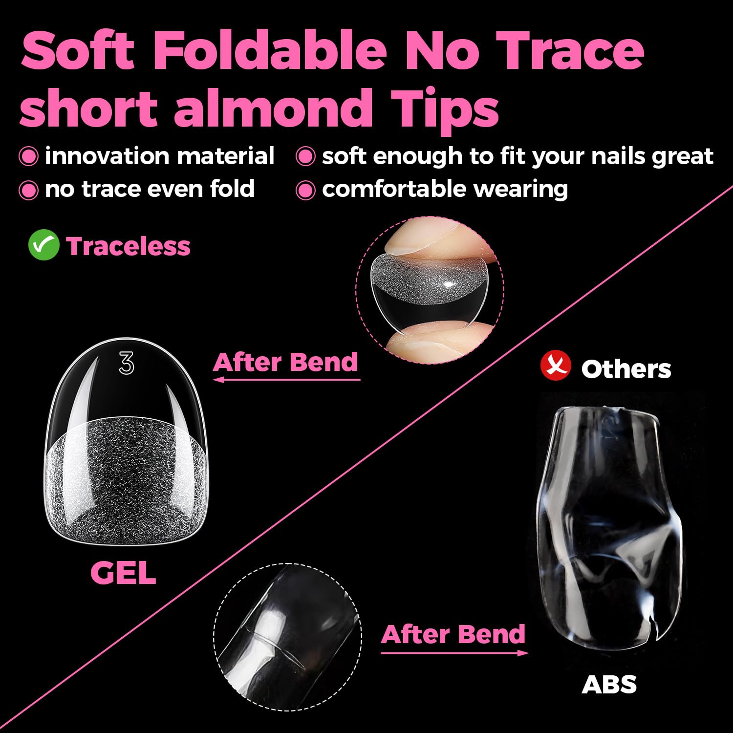 UNA GELLA soft gel tips stay lightweight while resisting bending and cracking.