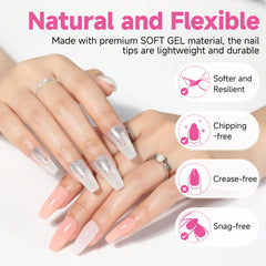 UNA GELLA soft gel material offers flexible wear for comfortable extensions.